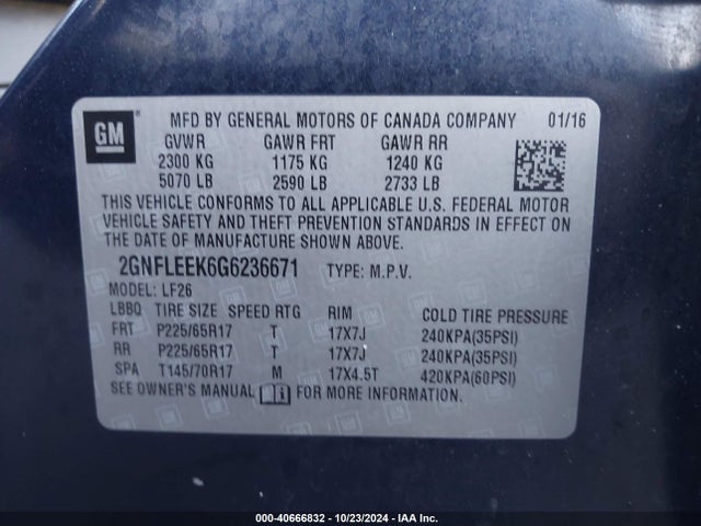 Chevrolet EQUINOX LS 2016 2GNFLEEK6G6236671 Image 9