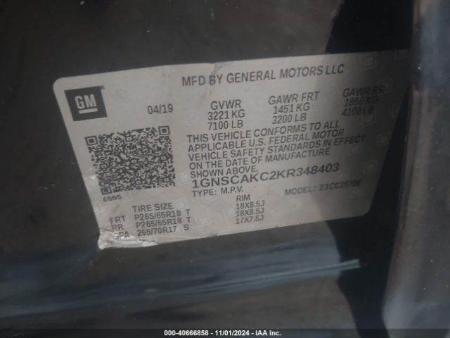 1GNSCAKC2KR348403 Chevrolet Tahoe Ls