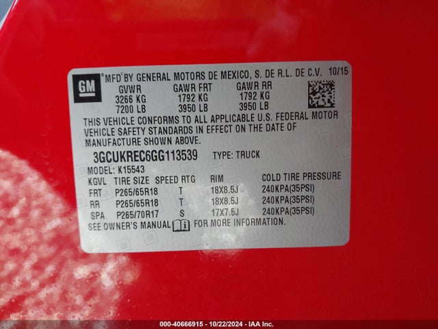 Chevrolet Silverado 1500 2lt 2016 3GCUKREC6GG113539 Image 9
