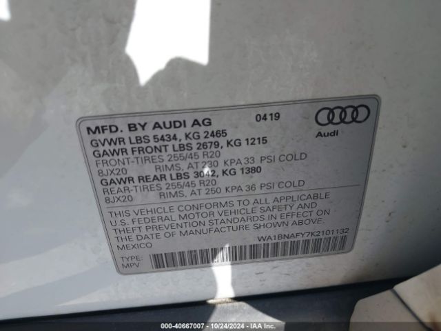 WA1BNAFY7K2101132 Audi Q5 45 Premium