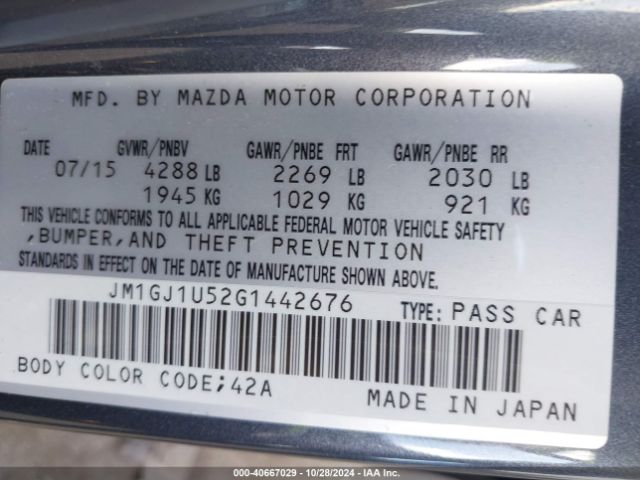 JM1GJ1U52G1442676 Mazda Mazda6 I Sport