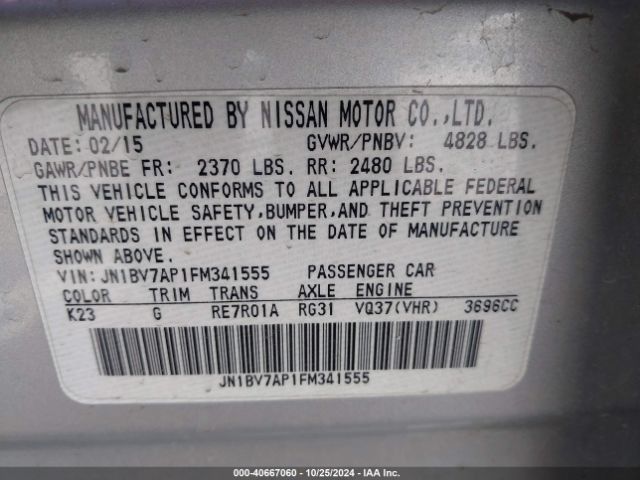 JN1BV7AP1FM341555 Infiniti Q50 Premium
