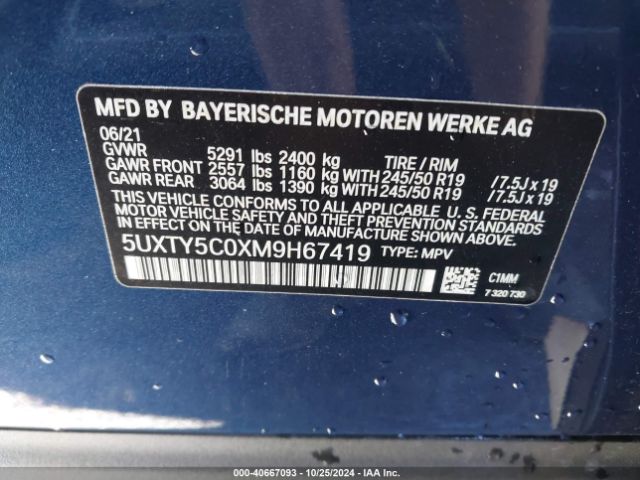 5UXTY5C0XM9H67419 BMW X3 Xdrive30i