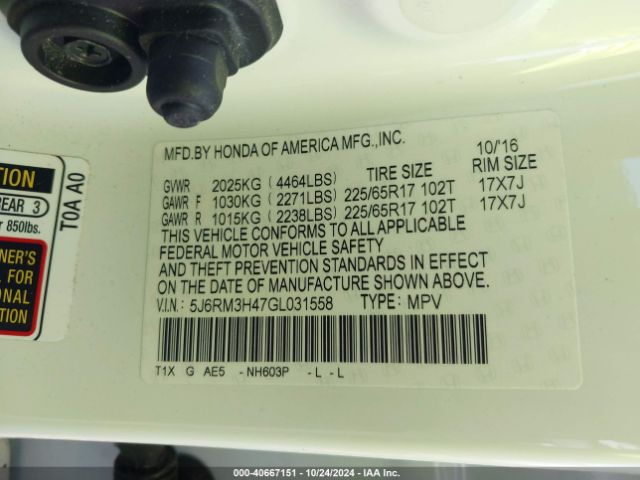5J6RM3H47GL031558 Honda CR-V SE