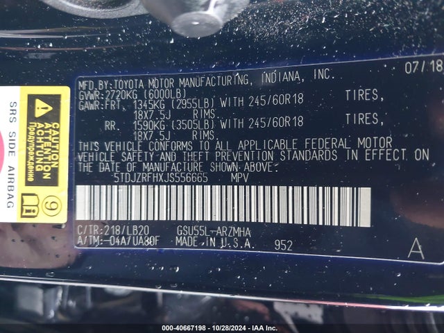 Toyota Highlander Xle 2018 5TDJZRFHXJS556665 Image 9