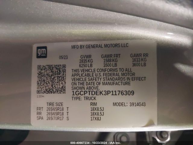 1GCPTDEK3P1176309 Chevrolet Colorado 4wd  Short Box Z71