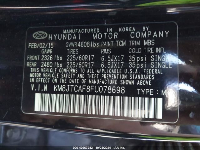 KM8JTCAF8FU078698 Hyundai TUCSON GLS