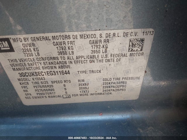 Chevrolet Silverado 1500 Ltz 2014 3GCUKSEC1EG311644 Image 9
