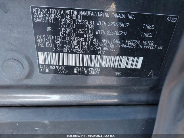 Toyota Rav4 Xle 2022 2T3P1RFV1NC298307 Image 9