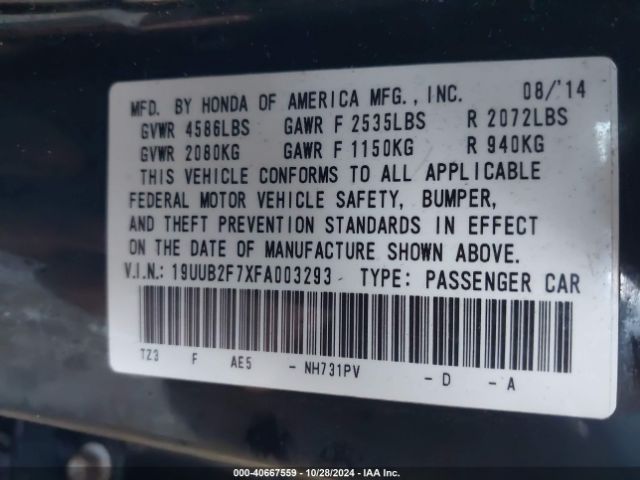 19UUB2F7XFA003293 Acura Tlx V6 Advance