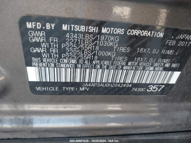 2017 MITSUBISHI OUTLANDER SPORT JA4AP3AU0HZ042494 Photo 8
