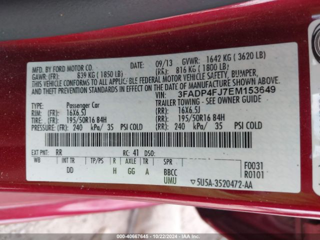 3FADP4FJ7EM153649 Ford Fiesta Titanium