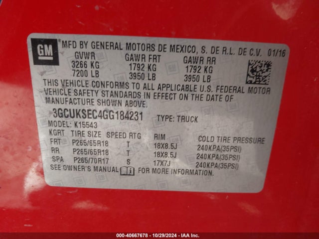Chevrolet Silverado 1500 2lz 2016 3GCUKSEC4GG184231 Image 9