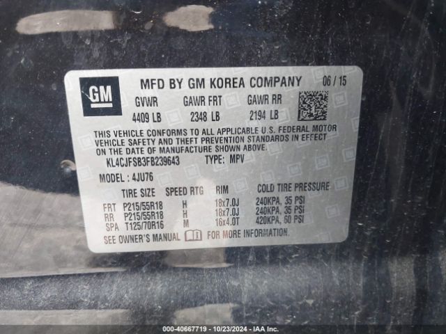 KL4CJFSB3FB239643 Buick Encore Convenience