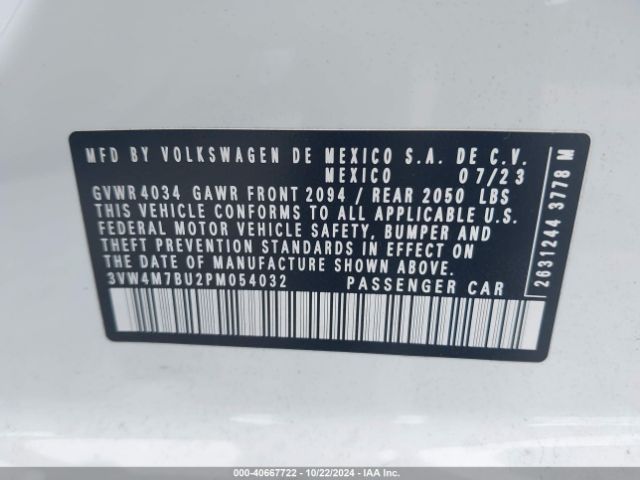 3VW4M7BU2PM054032 Volkswagen Jetta 1.5t S