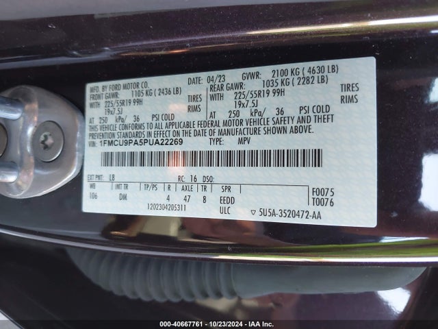 1FMCU9PA5PUA22269 Ford Escape St-line Elite