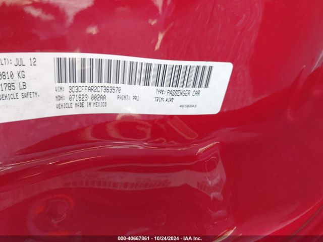 2012 FIAT 500 3C3CFFAR2CT363570 Photo 8