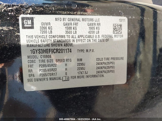 2012 CADILLAC ESCALADE ESV 1GYS3HEF9CR201174 Photo 8