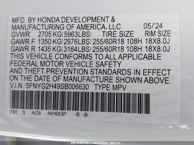 Honda Pilot Ex-l 2025 5FNYG2H49SB006630 Image 9