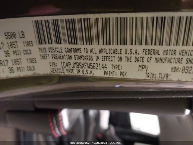 1C4PJMBSXFW563144 Jeep Cherokee Trailhawk