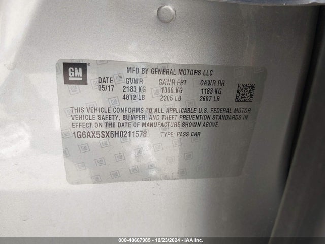 2017 CADILLAC CTS 1G6AX5SX6H0211578 Photo 8