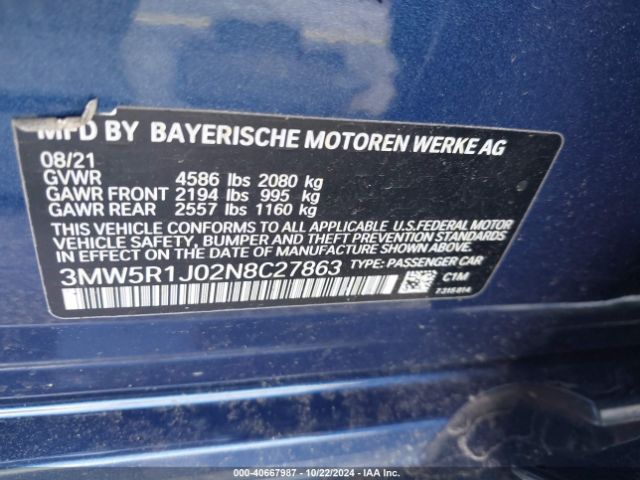 3MW5R1J02N8C27863 BMW 330I