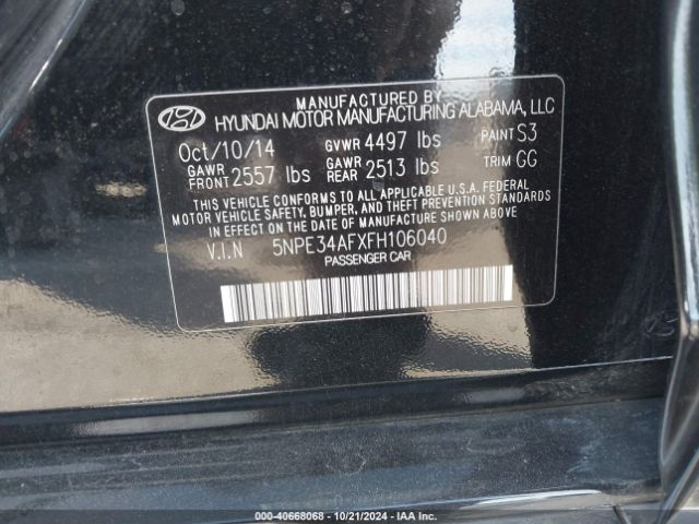 5NPE34AFXFH106040 Hyundai Sonata Sport