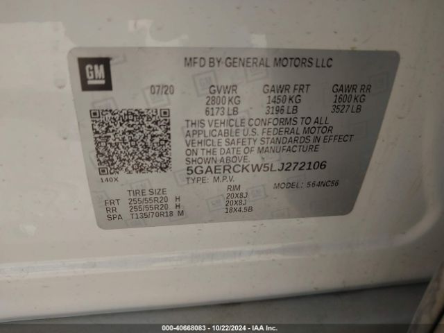 5GAERCKW5LJ272106 Buick Enclave Fwd Premium