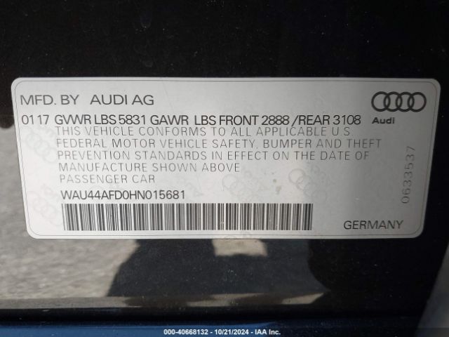WAU44AFD0HN015681 Audi A8 L 3.0t