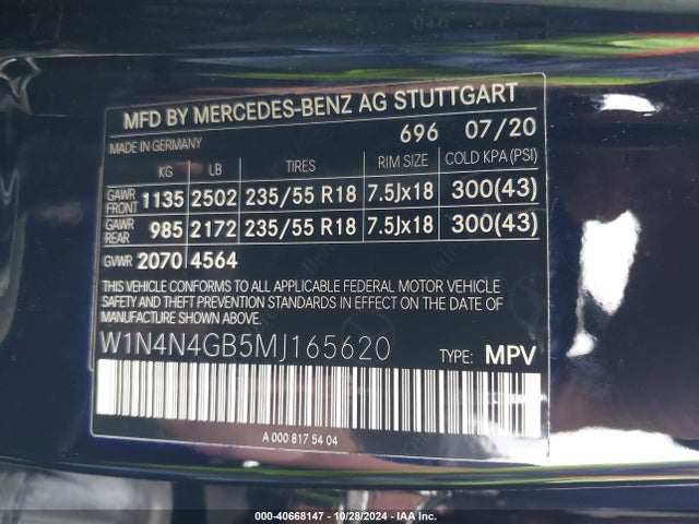 W1N4N4GB5MJ165620 Mercedes-Benz GLA 250