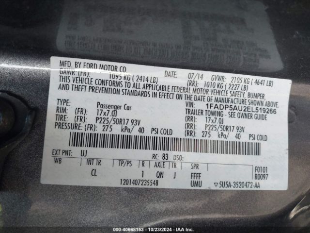 1FADP5AU2EL519266 Ford C-max Hybrid Se