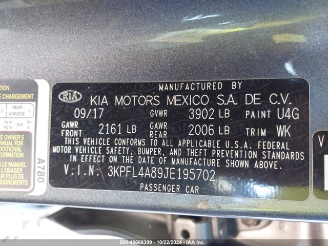 KIA FORTE EX 2018 3KPFL4A89JE195702 Image 9