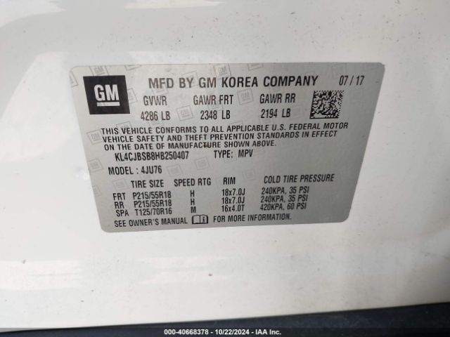 KL4CJBSB8HB250407 Buick Encore Preferred Ii