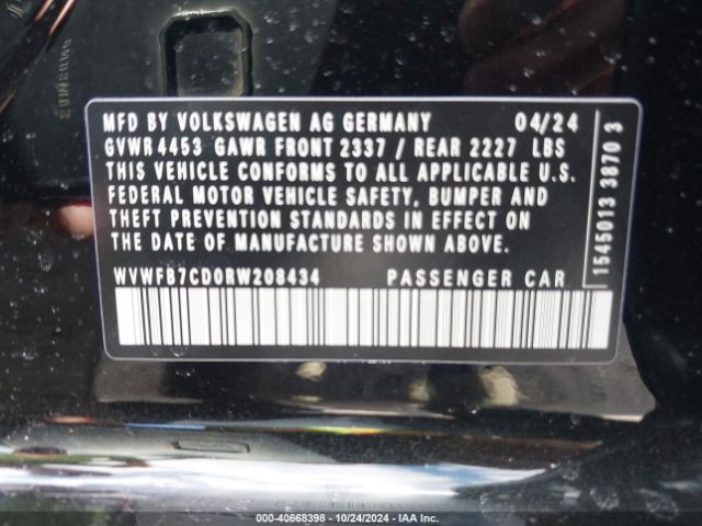 WVWFB7CD0RW208434 Volkswagen Golf R 2.0t