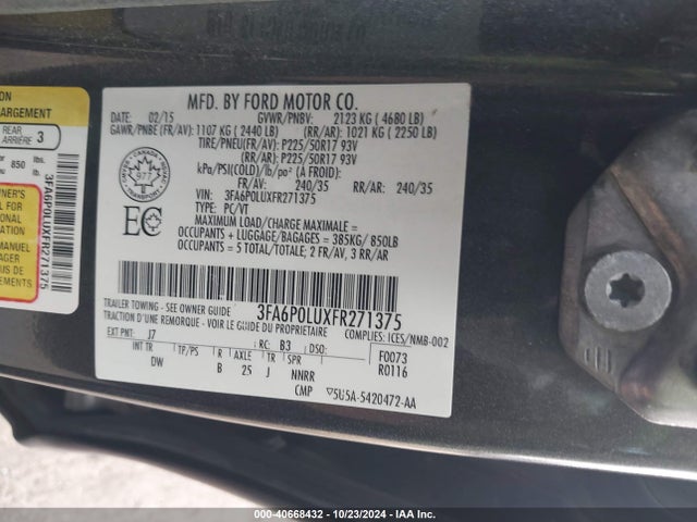 Ford Fusion Hybrid Se 2015 3FA6P0LUXFR271375 Image 9