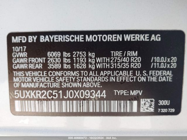 5UXKR2C51J0X09344 BMW X5 Sdrive35i