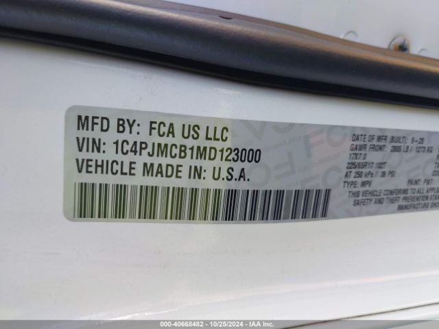 1C4PJMCB1MD123000 Jeep Cherokee Latitude 4x4