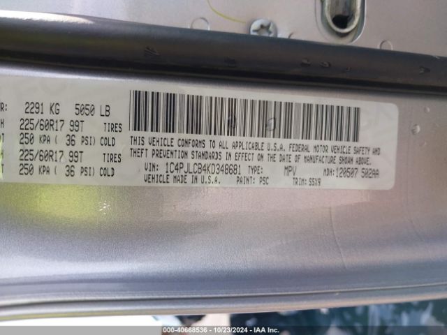 1C4PJLCB4KD348681 Jeep Cherokee Latitude Fwd
