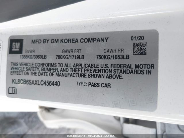 KL8CB6SAXLC456440 Chevrolet Spark Fwd Ls Automatic