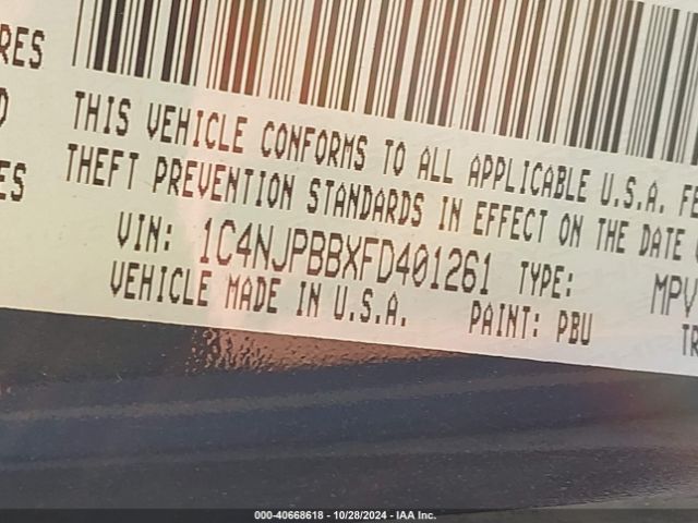 1C4NJPBBXFD401261 Jeep Patriot Sport