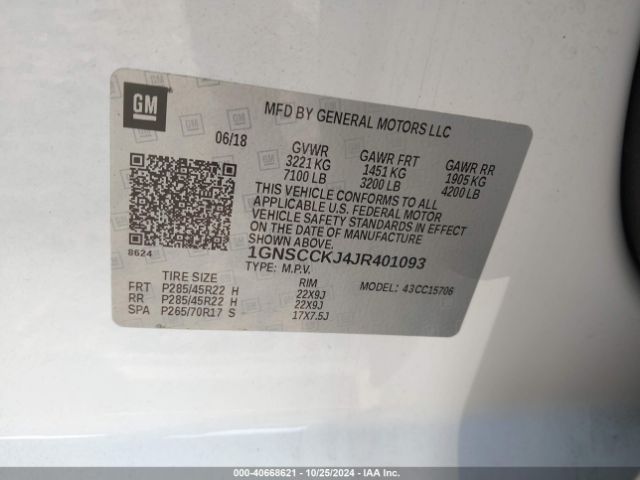 1GNSCCKJ4JR401093 Chevrolet Tahoe Premier