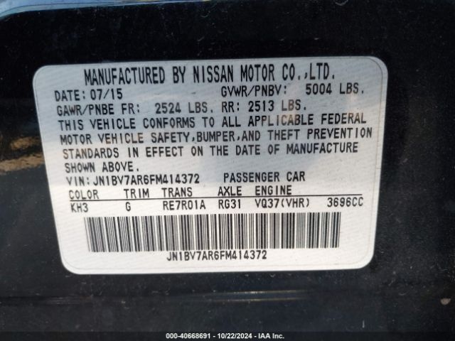 JN1BV7AR6FM414372 Infiniti Q50 Premium