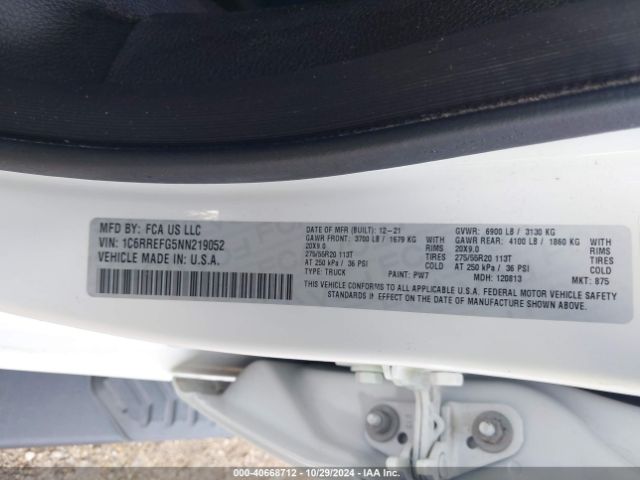 1C6RREFG5NN219052 RAM 1500 Lone Star  4x2 5'7 Box