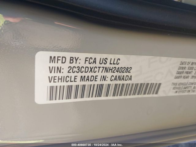 2C3CDXCT7NH240282 Dodge CHARGER R/T