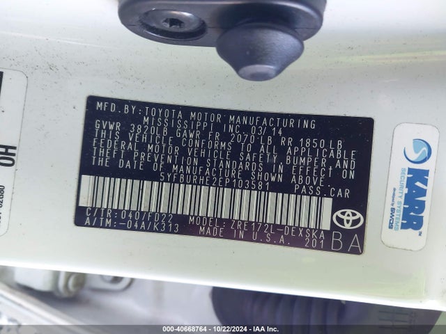 Toyota Corolla S Plus 2014 5YFBURHE2EP103581 Image 9