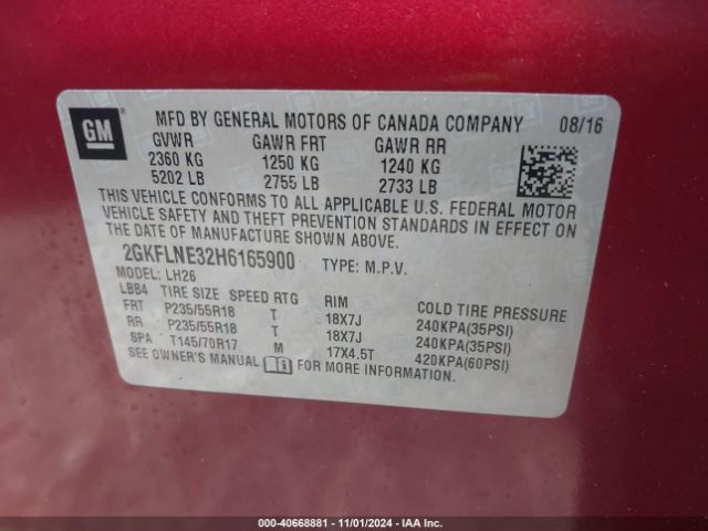 2GKFLNE32H6165900 GMC Terrain Sle-2