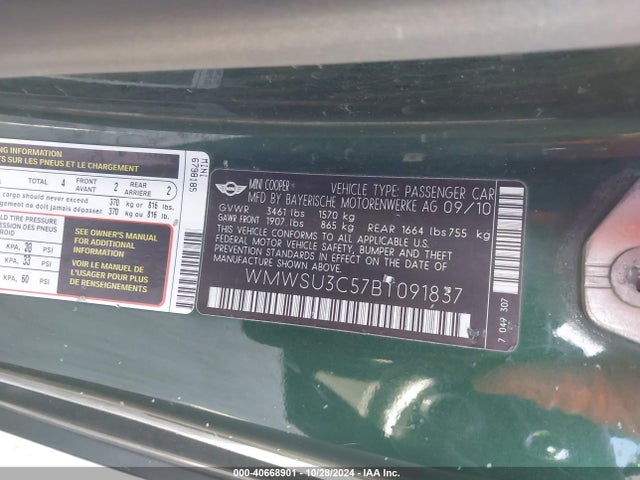 2011 MINI COOPER WMWSU3C57BT091837 Photo 8