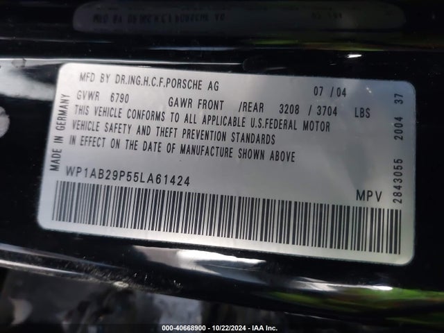 2005 PORSCHE CAYENNE WP1AB29P55LA61424 Photo 8