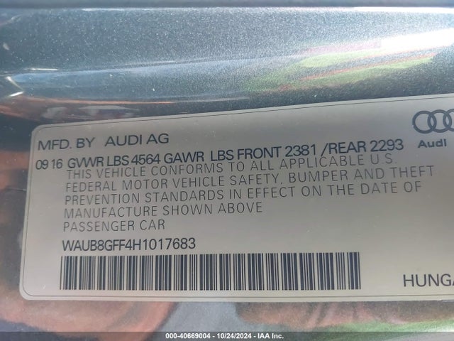 WAUB8GFF4H1017683 Audi A3 2.0t Premium