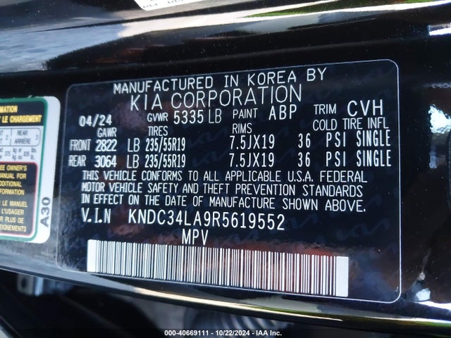 KIA Ev6 Wind 2024 KNDC34LA9R5619552 Image 9